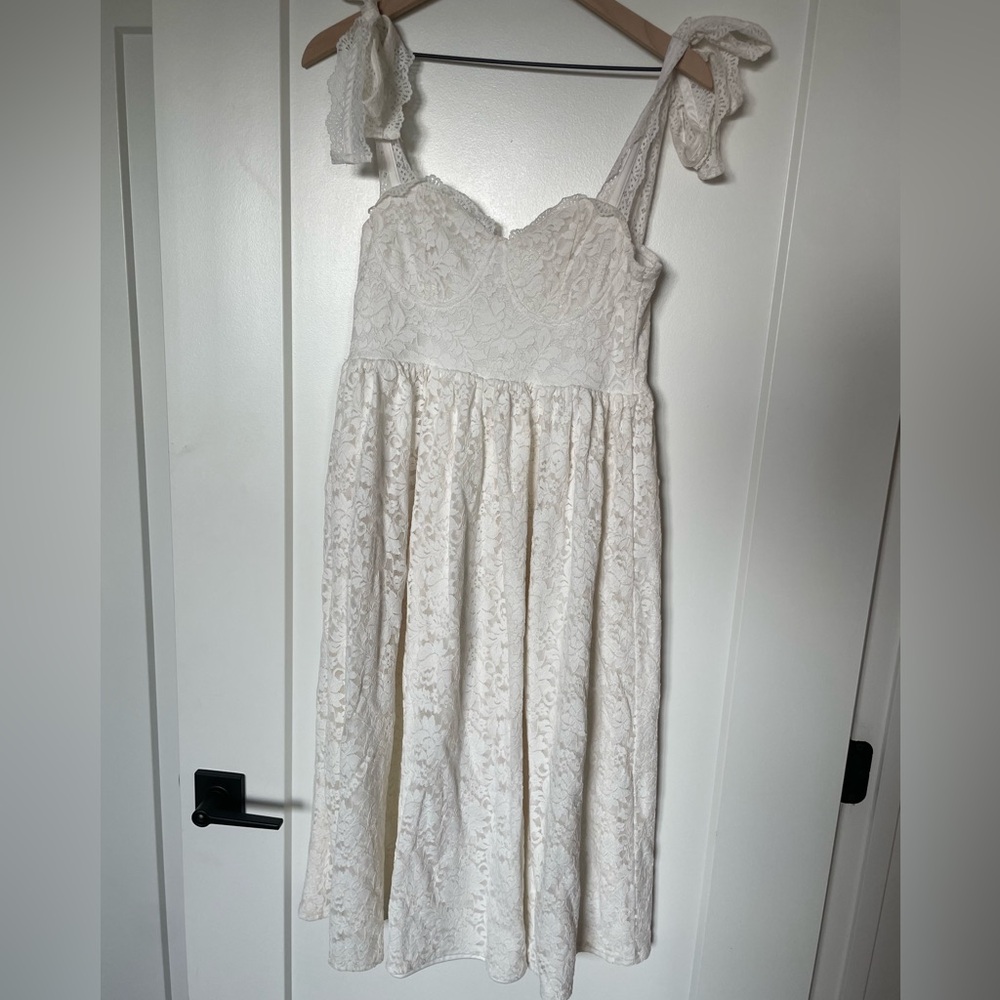 Lulu's Cream Lace Mini Dress